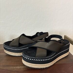 Zara Trafaluc dark green Platform Sandals Size 40 EU 9.5 US